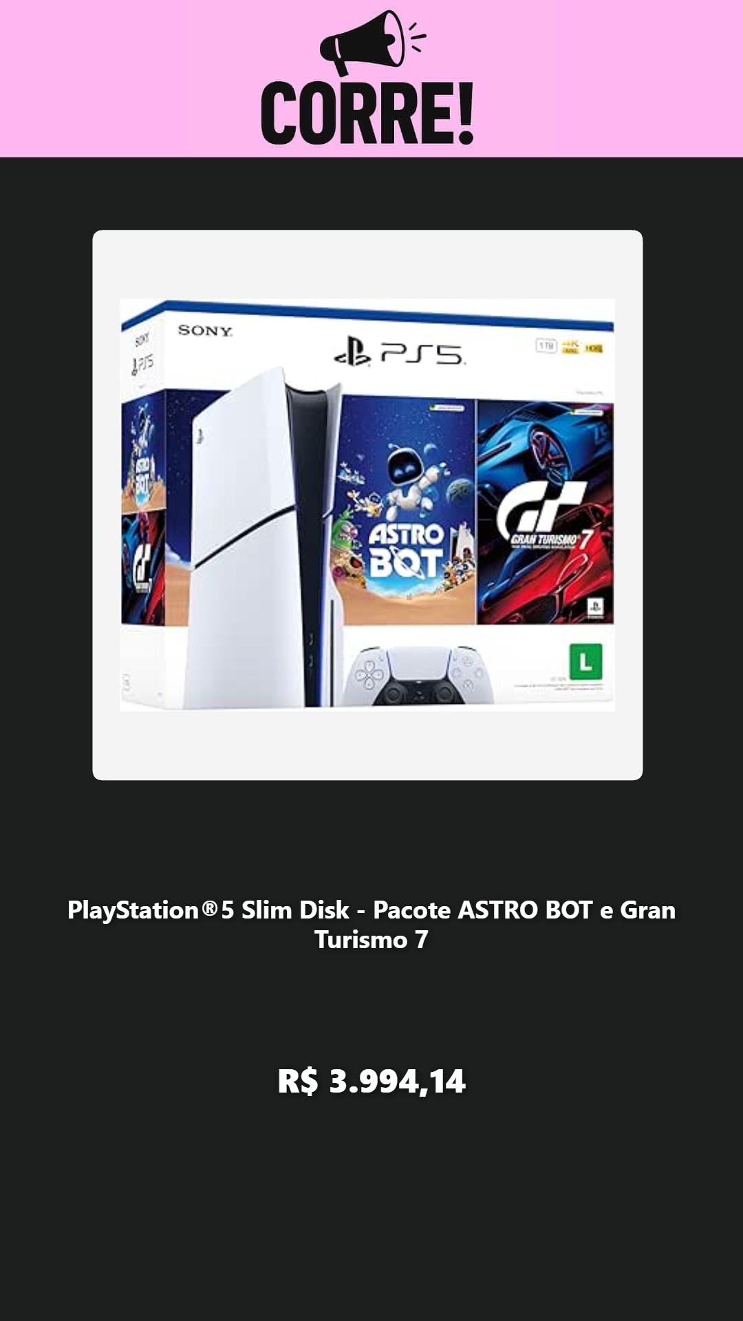 PlayStation®5 Slim Disk - Pacote ASTRO BOT e Gran Turismo 7